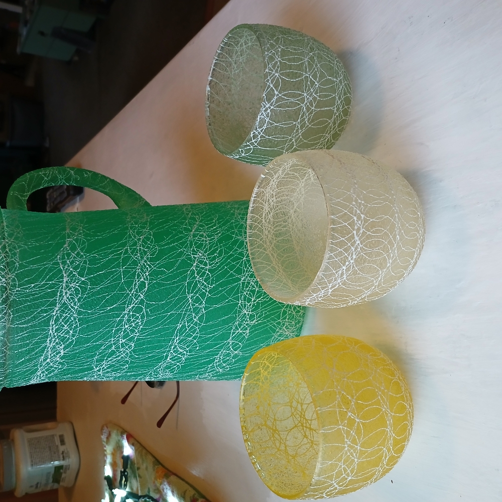 American Vintage Green and Yellow Accent Vases